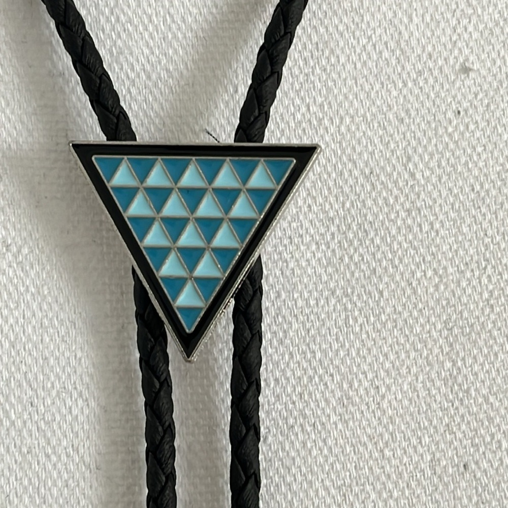 Triangular Blue Bolo Western Necktie Necklace - image 2